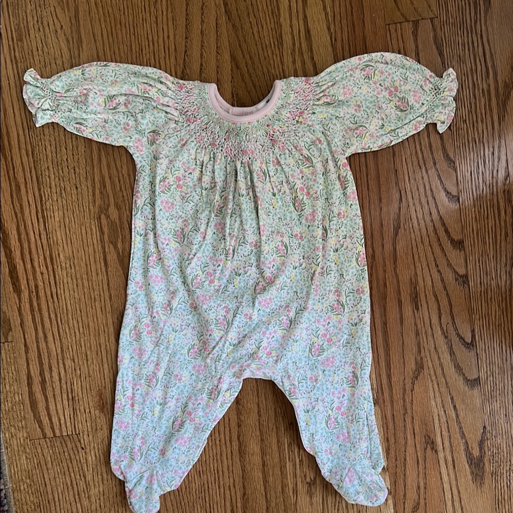 Baby Loren Smocked Floral Baby Girl Romper